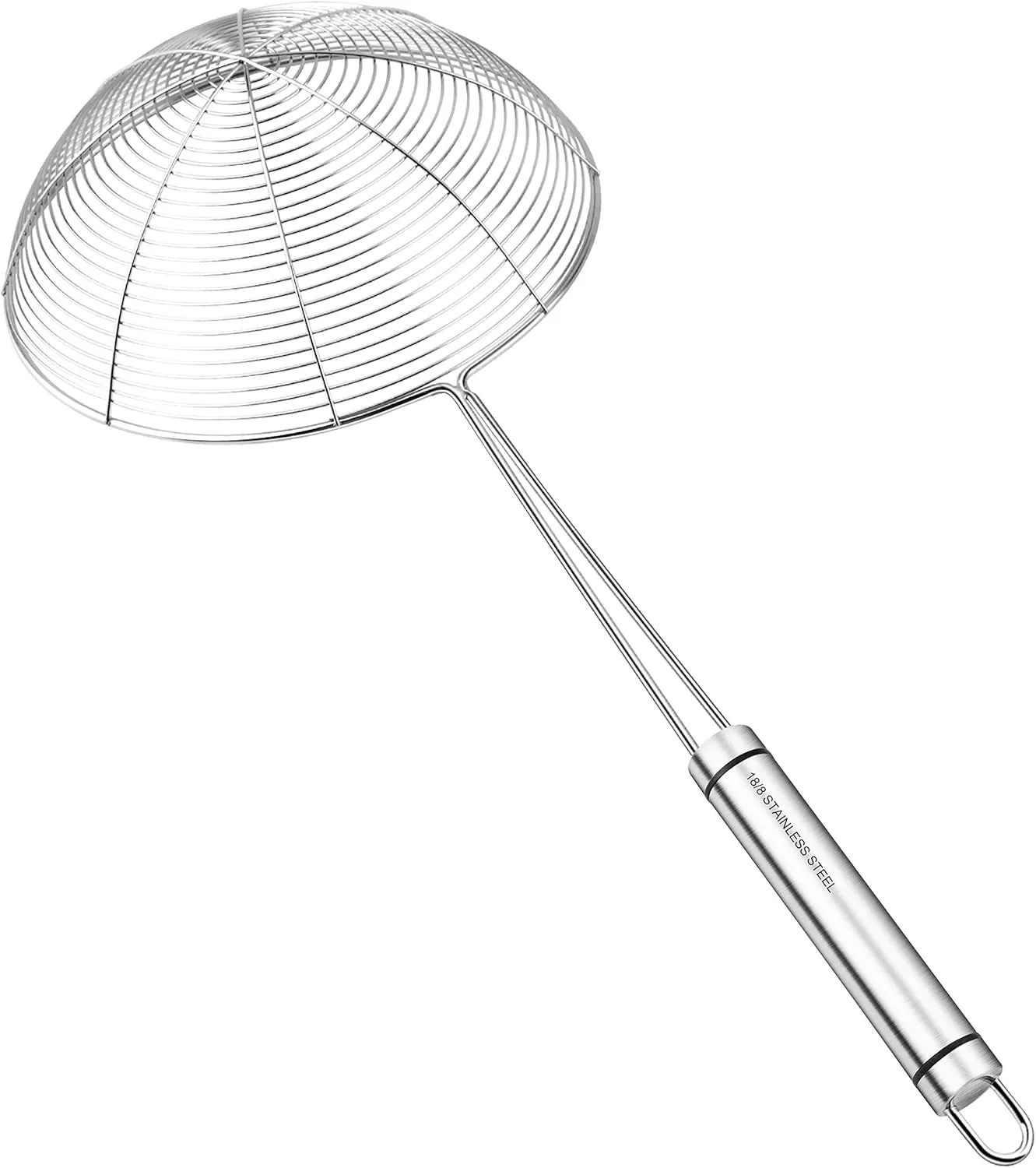 RJ Legend Stainless Steel Kitchen Accessory Utensils Set - Spider Wired Pasta & Noodle Spoon, Fine Mesh Strainer for Cooking, Anti-Grease Fry Away Ladle, Solidifier Pot, Fat Separator, 7 - Inches