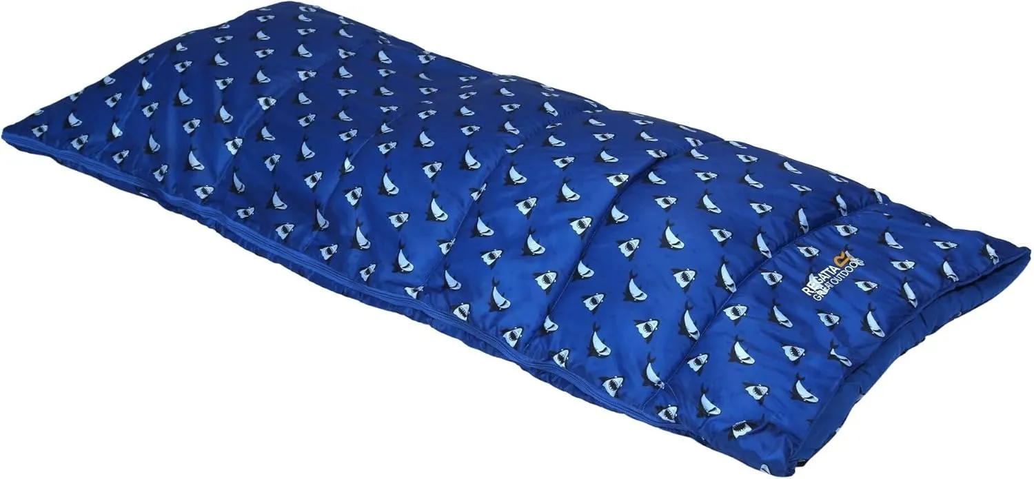 roary Kids Sleeping Bag Blue Shark 2-Way Zip Blanket