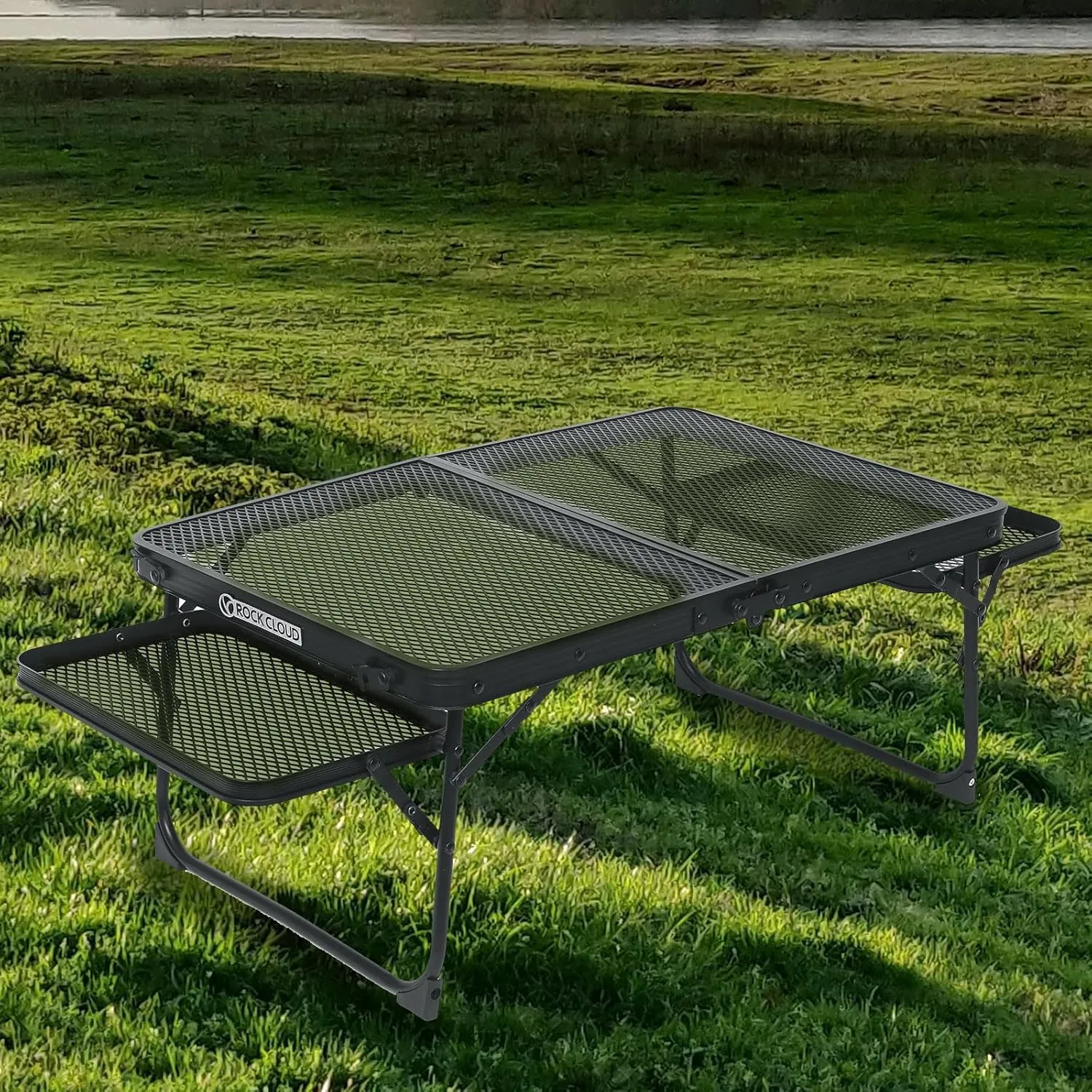 ROCK CLOUD Portable Camping Table with 2 Wing Panels Ultralight Metal Folding Table Small Camp Tables for Grill Beach Hiking Garden Outdoor Picnic RV BBQ
