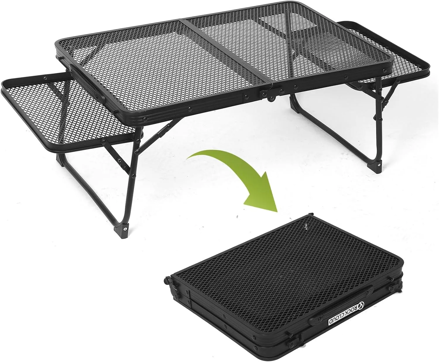 ROCK CLOUD Portable Camping Table with 2 Wing Panels Ultralight Metal Folding Table Small Camp Tables for Grill Beach Hiking Garden Outdoor Picnic RV BBQ