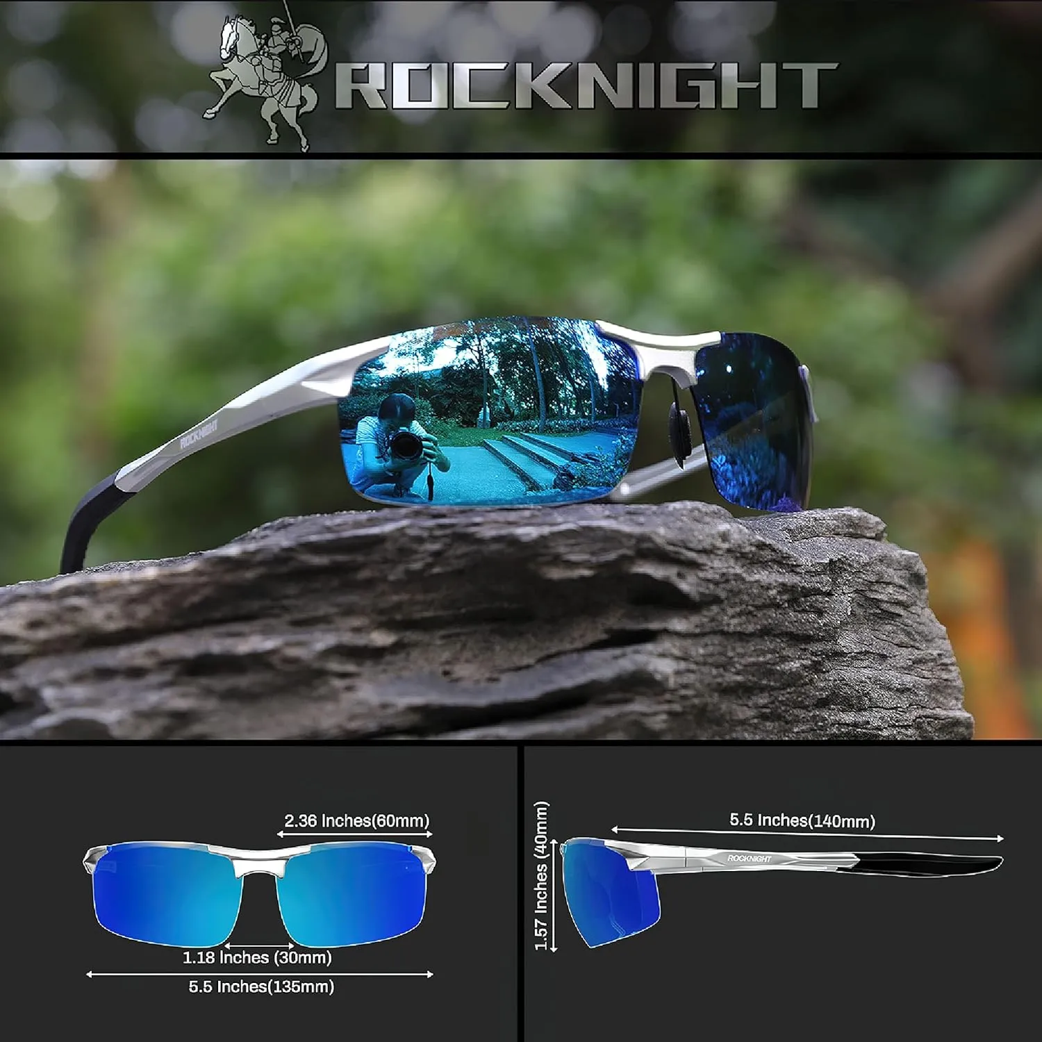 ROCKNIGHT Driving HD Polarized UV400 Protection Ultra light Al-Mg Golf Fishing Outdoor Sunglasses