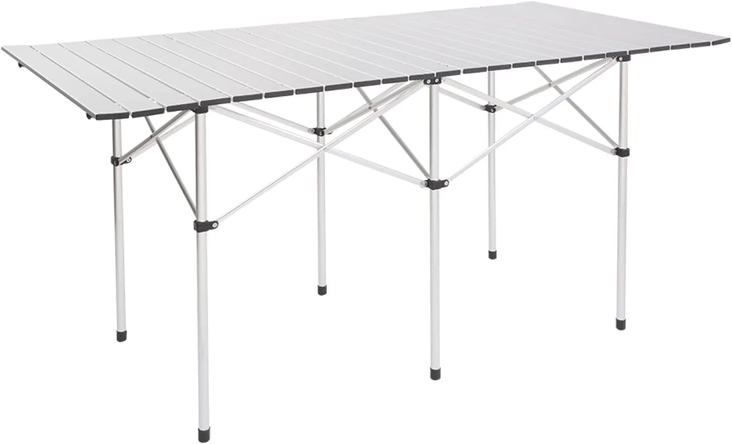 Roll Up Top Folding Table 140 x 70 x 70cm Rectangular Camping Table with Carry Bag, Fold up Lightweight 5-10 Person Portable Beach Table for Outdoor BBQ Picnic Party Hiking Camping