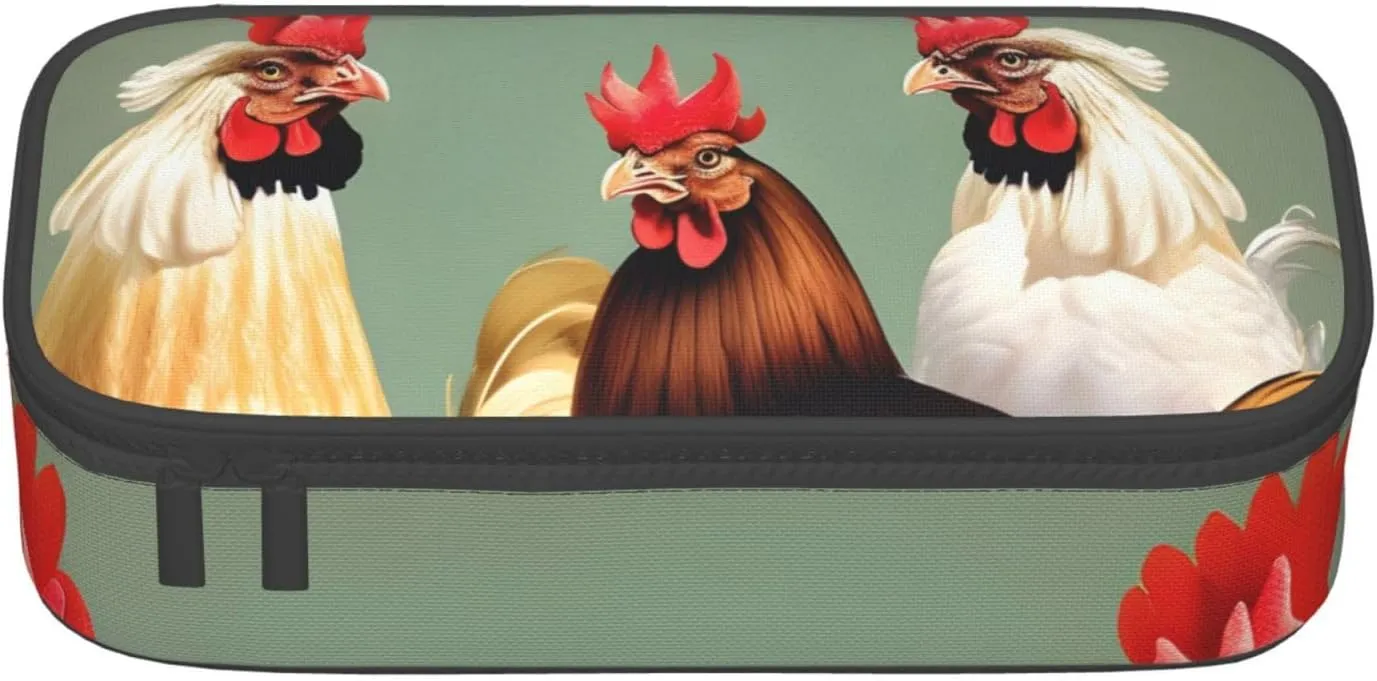 Rooster and Chicken Print print Large Capacity Storage Bag Travel Office Supplies Box, Makeup Bag, Desk Organizer with