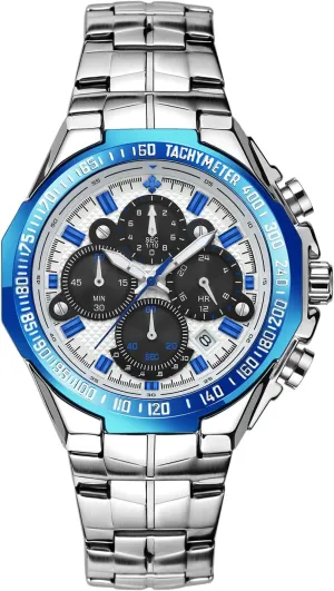 RORIOS Fashion Mens Watches Business Analog Quartz Watches Luminous Stainless Steel Wrist Watch Multifunction Dial Dress Watches for Man