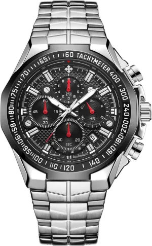 RORIOS Fashion Mens Watches Business Analog Quartz Watches Luminous Stainless Steel Wrist Watch Multifunction Dial Dress Watches for Man