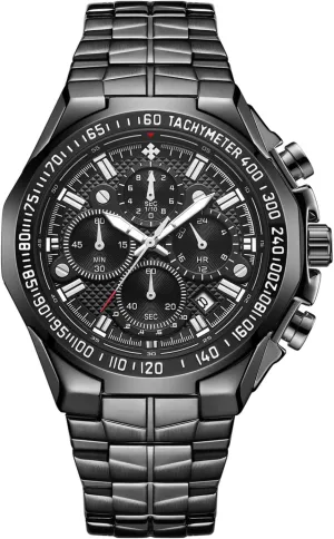 RORIOS Fashion Mens Watches Business Analog Quartz Watches Luminous Stainless Steel Wrist Watch Multifunction Dial Dress Watches for Man