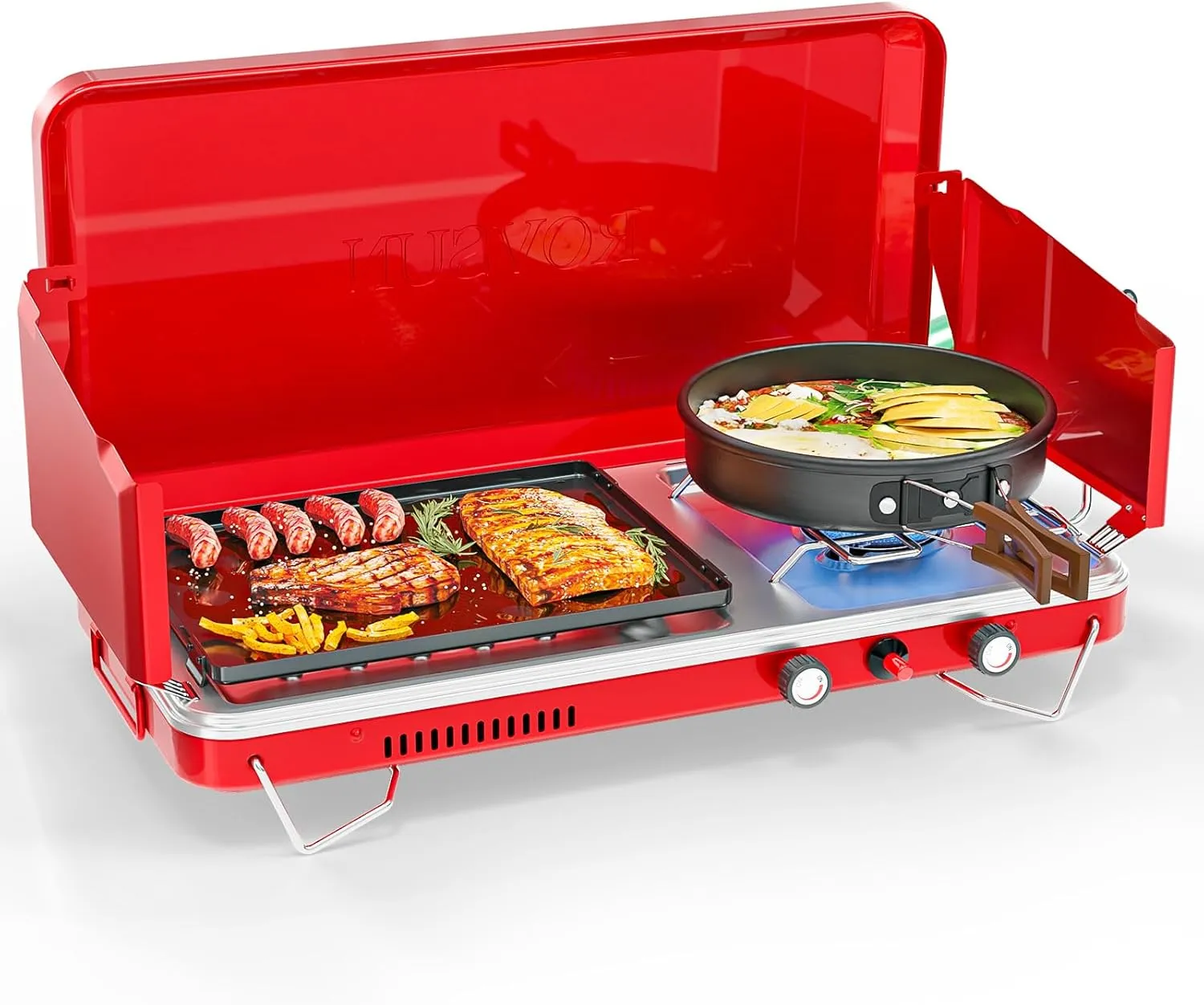 ROVSUN 2-in-1 Portable Camping Stove with Grill
