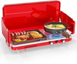 ROVSUN 2-in-1 Portable Camping Stove with Grill