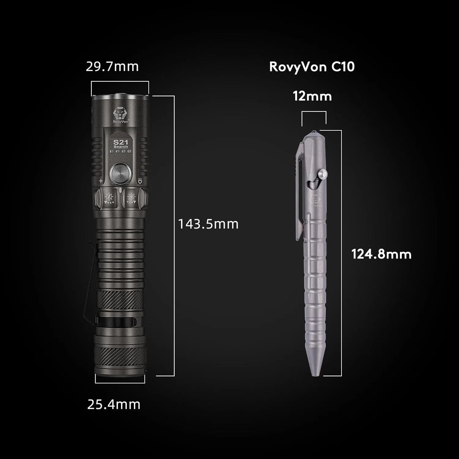RovyVon S21 High Lumen EDC Flashlight, 3000 Lumens and 400 Meters Long Throw Searchlight with Easy Use Mechanical Ratary Switch, Magnetic Base, IP68 Waterproof