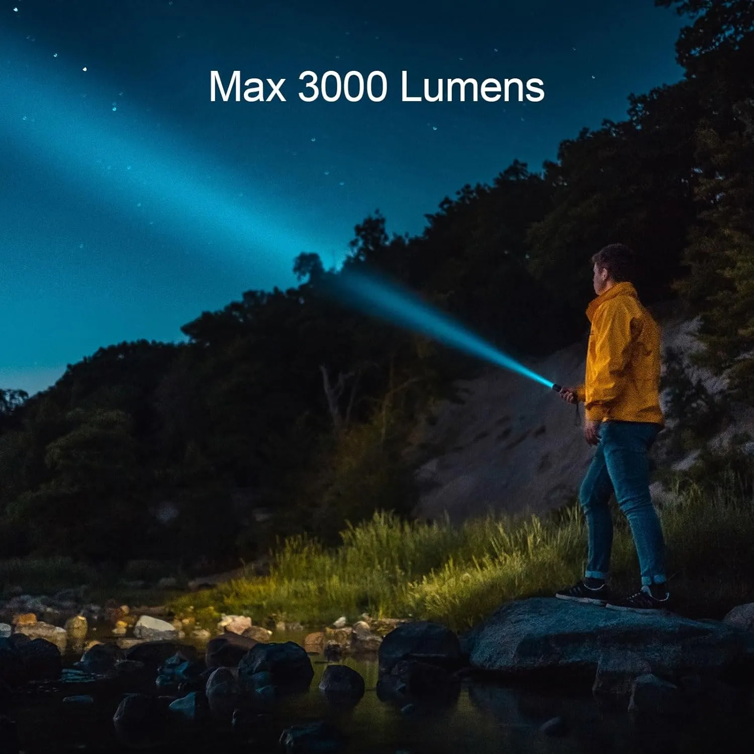 RovyVon S21 High Lumen EDC Flashlight, 3000 Lumens and 400 Meters Long Throw Searchlight with Easy Use Mechanical Ratary Switch, Magnetic Base, IP68 Waterproof