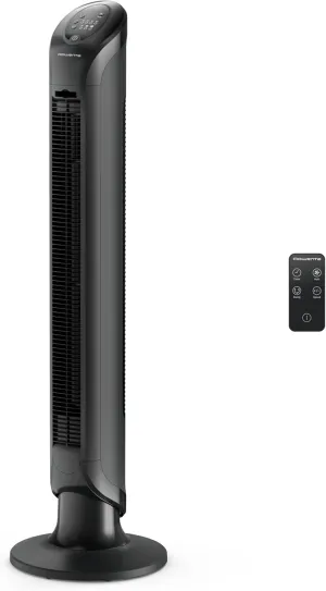Rowenta, Tower Fan, Fresh 180° Oscillating Fan, Quiet Floor Fan for Bedroom, 3 Speeds, Powerful Cooling 40 Inch Standing Fan, Black, Indoor, VU6661