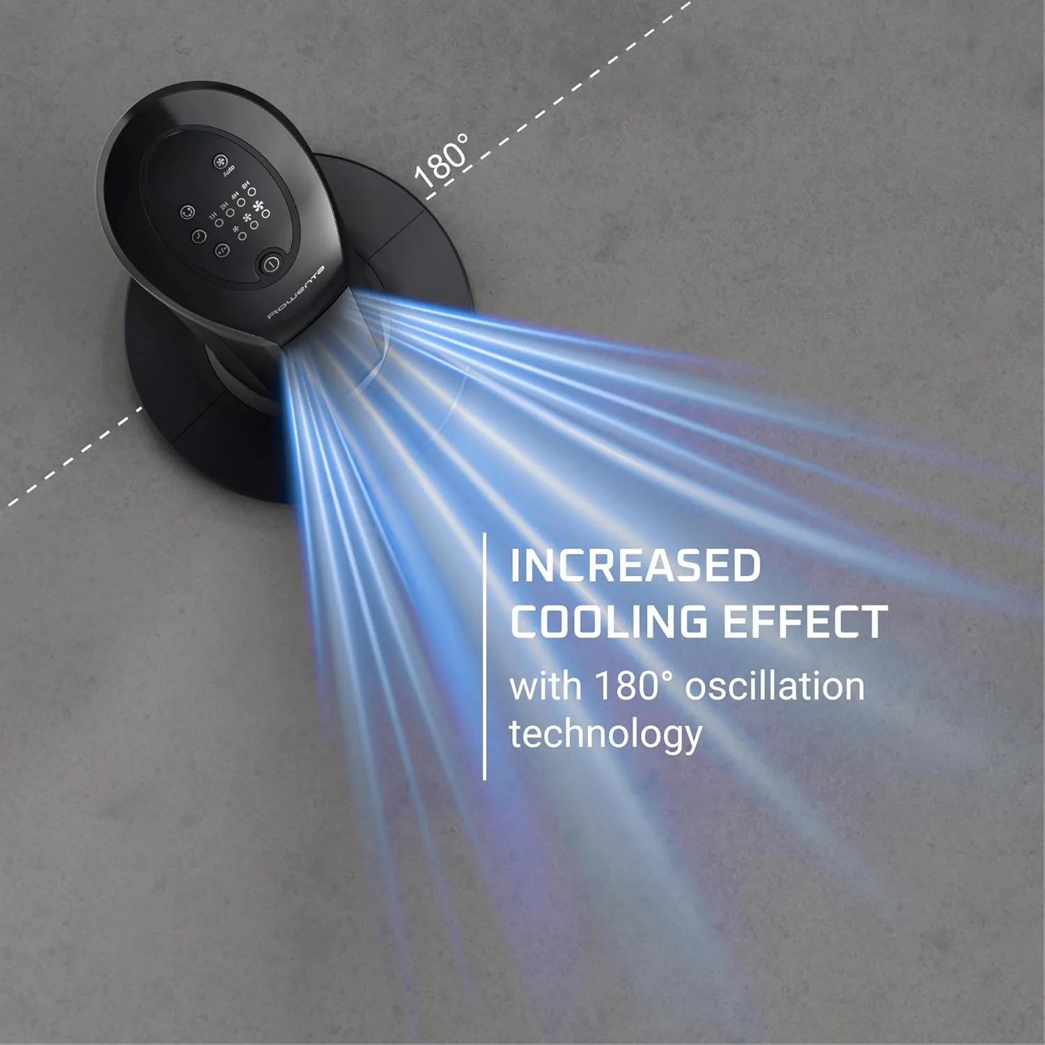 Rowenta, Tower Fan, Fresh 180° Oscillating Fan, Quiet Floor Fan for Bedroom, 3 Speeds, Powerful Cooling 40 Inch Standing Fan, Black, Indoor, VU6661