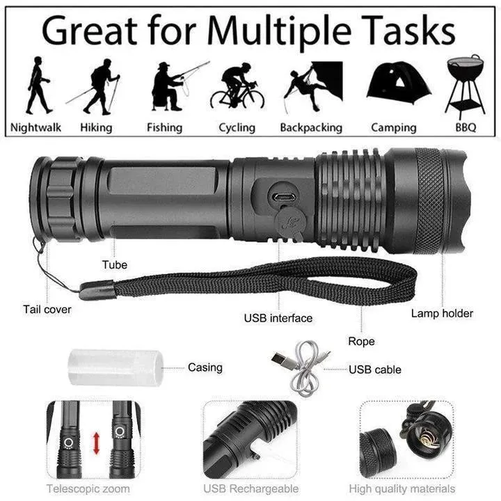 RoyaleGlow 90000 Lumens Xhp50.2 Most Powerful Flashlight