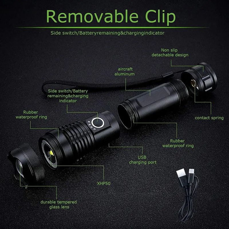 RoyaleGlow Waterproof Military Laser Pocket Lamp 12000 Lumen