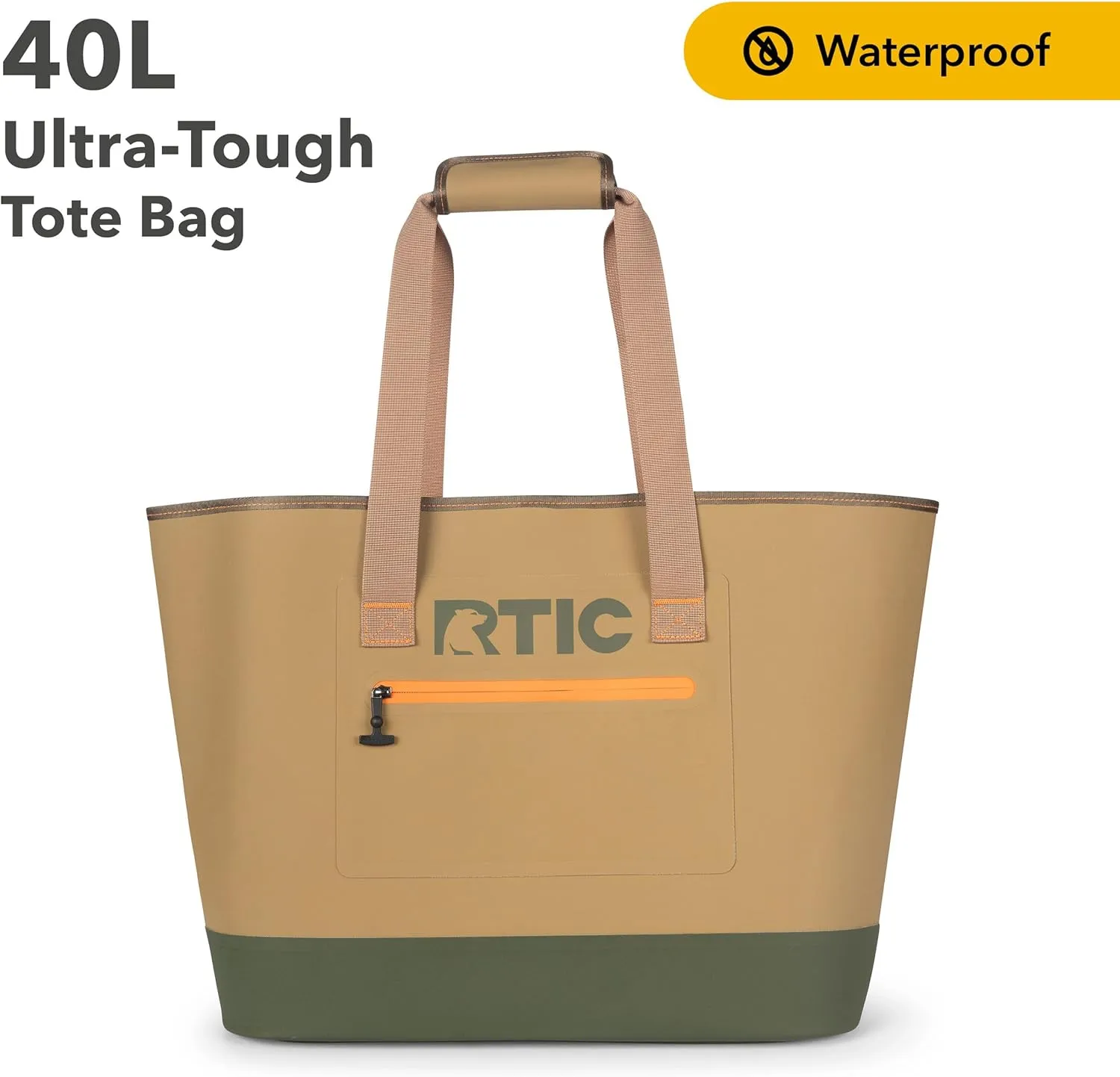 RTIC Ultra-Tough Tote Bag, Waterproof for Beach, Pool, Towel, Grocery, Shopping, Heavy-Duty, Puncture Resistant, Large