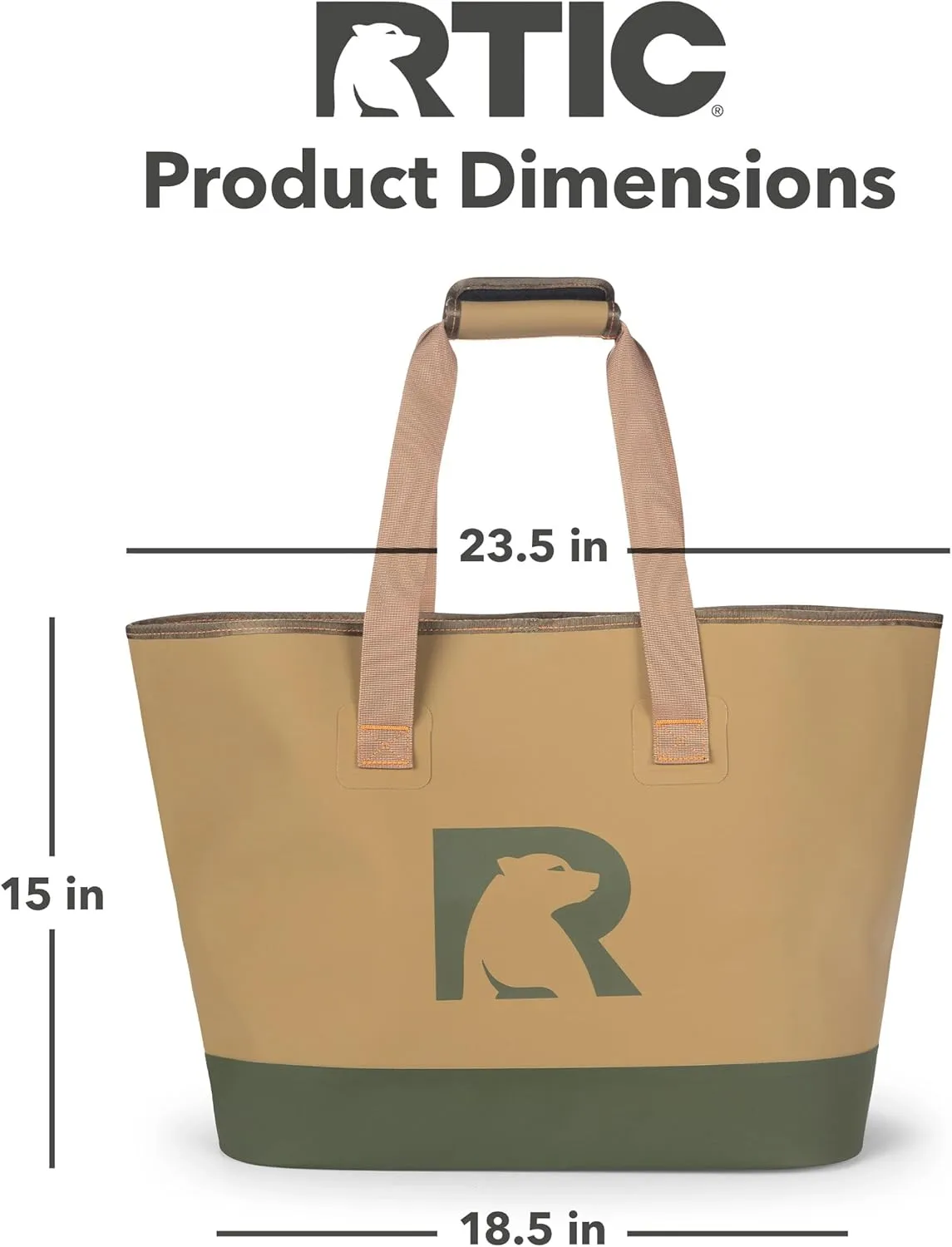 RTIC Ultra-Tough Tote Bag, Waterproof for Beach, Pool, Towel, Grocery, Shopping, Heavy-Duty, Puncture Resistant, Large