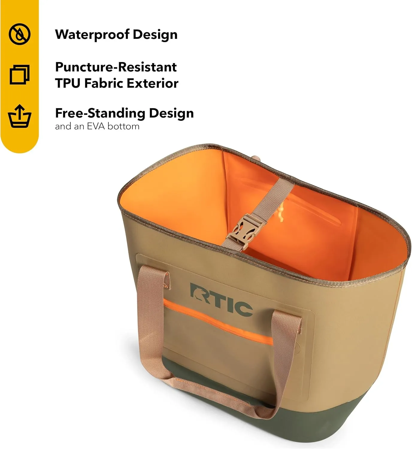 RTIC Ultra-Tough Tote Bag, Waterproof for Beach, Pool, Towel, Grocery, Shopping, Heavy-Duty, Puncture Resistant, Large