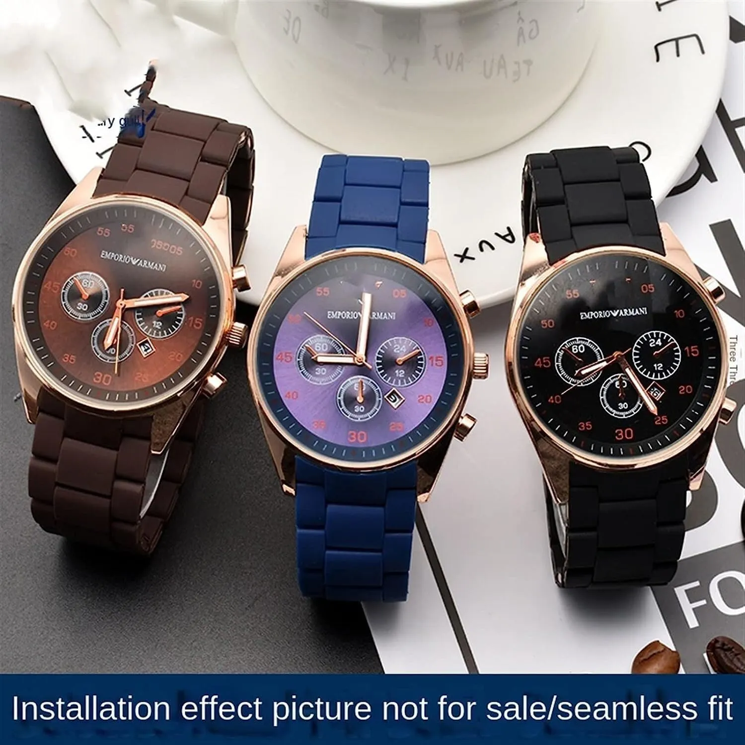 Rubber Clad Steel Strap For Armani AR5905|5906|5920|5919|5859 20mm 23mm Wrist Watch Accessories Bracelet