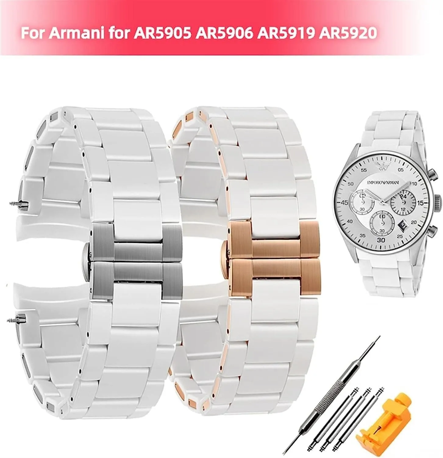 Rubber Clad Steel Strap For Armani AR5905|5906|5920|5919|5859 20mm 23mm Wrist Watch Accessories Bracelet