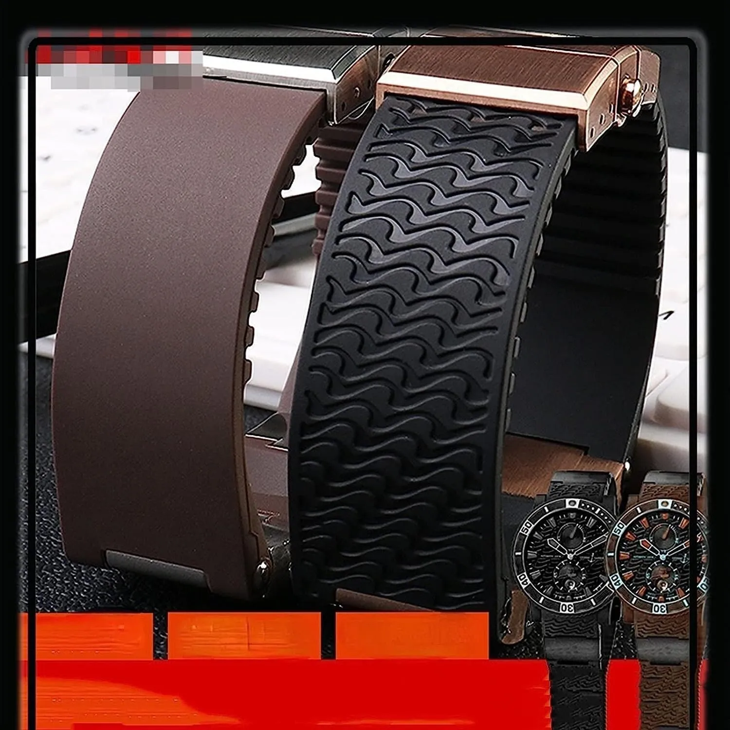 Rubber Watch Band For Ulysse Nardin 263 DIVER Curved End strap Waterproof Bracelets