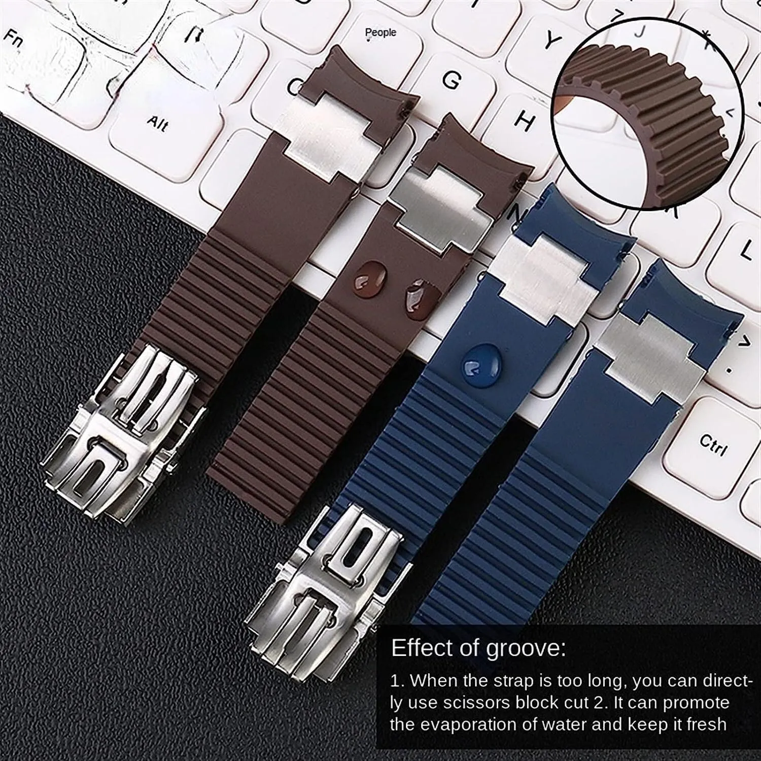 Rubber Watch Band For Ulysse Nardin 263 DIVER Curved End strap Waterproof Bracelets