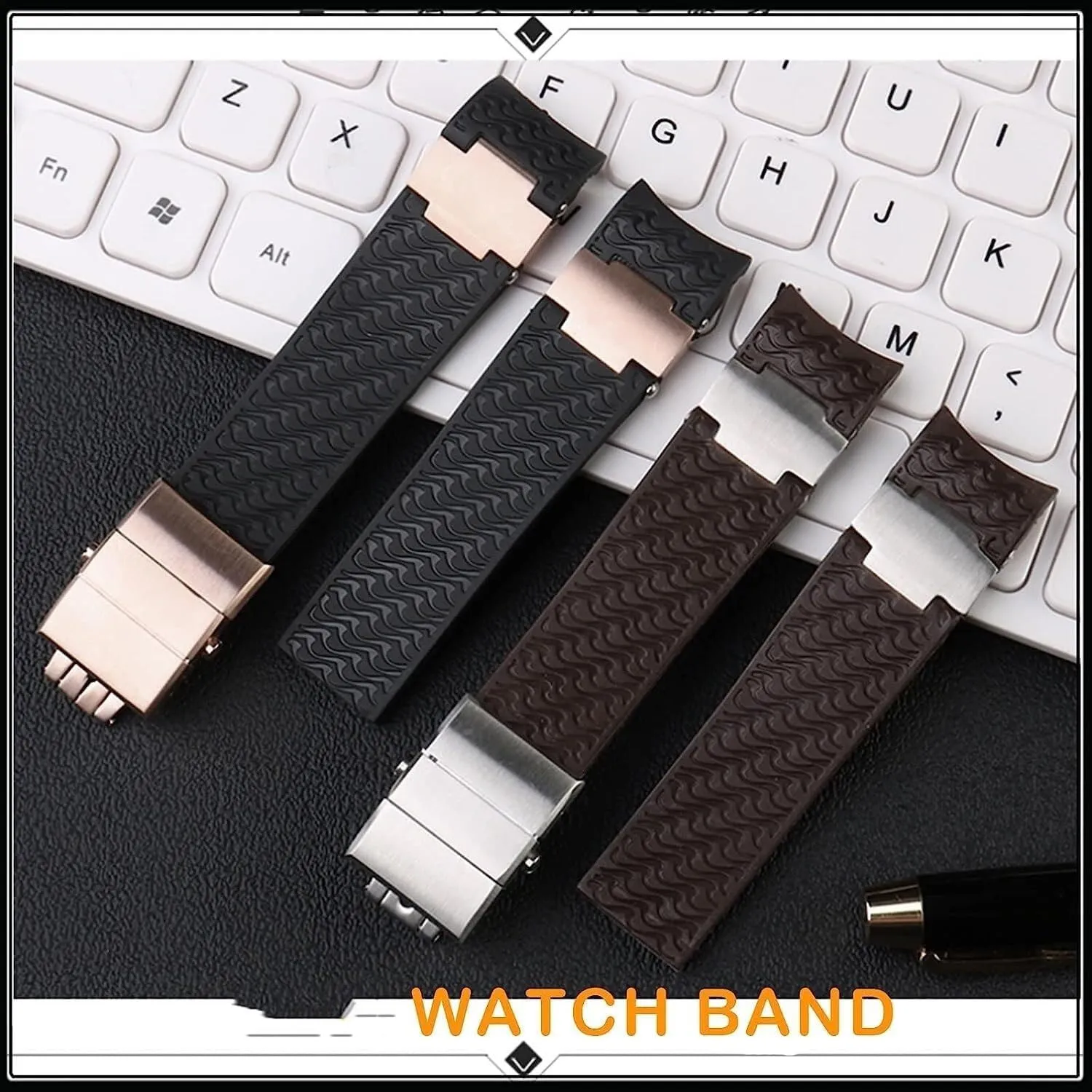 Rubber Watch Band For Ulysse Nardin 263 DIVER Curved End strap Waterproof Bracelets