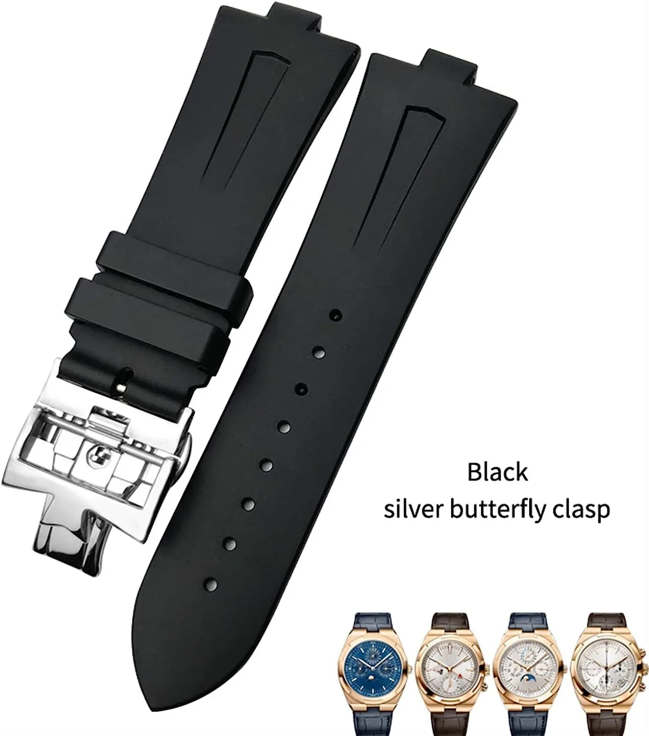 Rubber Watch Strap For Vacheron Constantin Overseas Waterproof Sport Replacement Watchband 25mm * 8mm