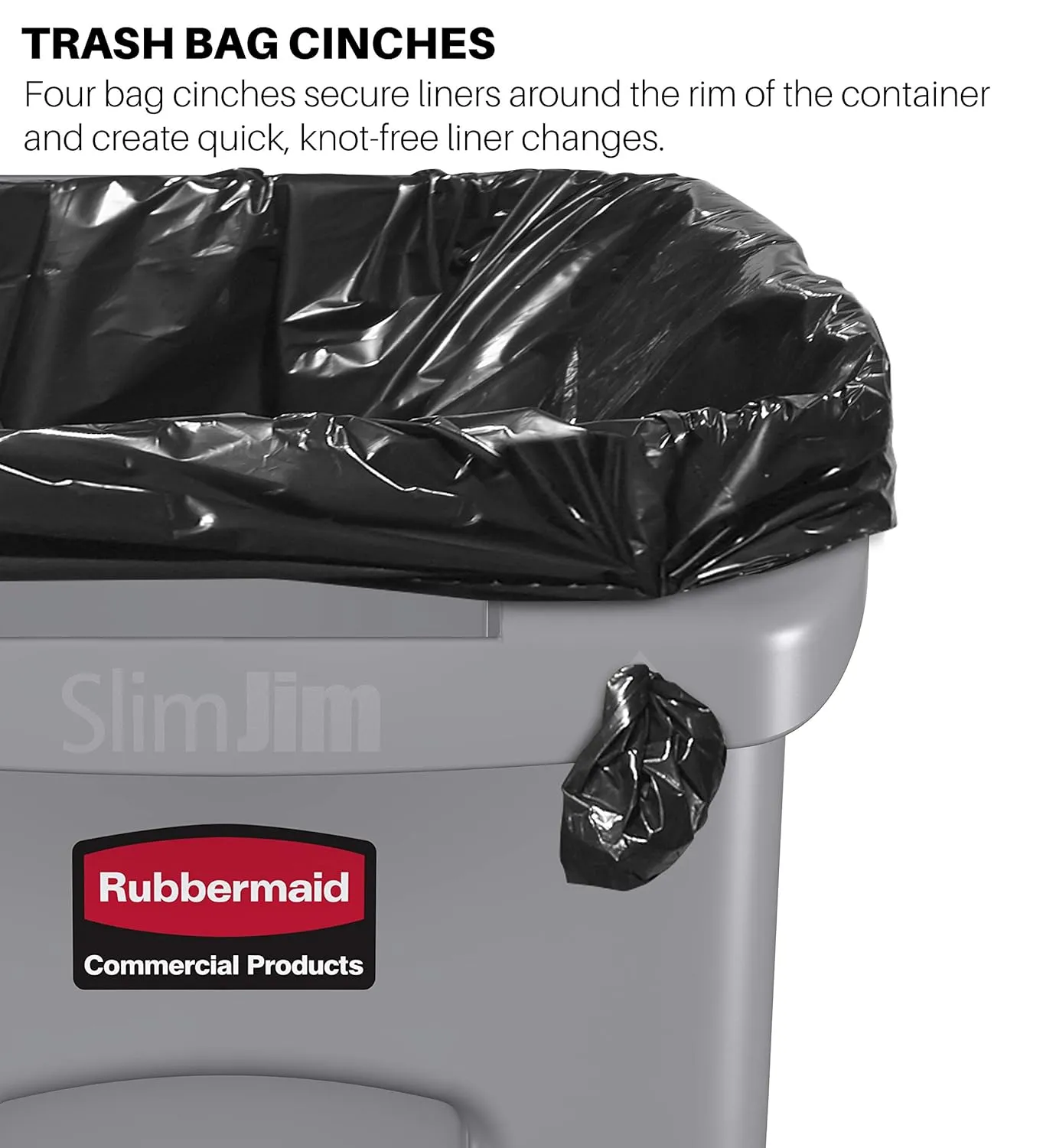 Rubbermaid Commercial Products Slim Jim Plastic Rectangular Trash/Garbage Can with Venting Channels, 23 Gallon, Gray