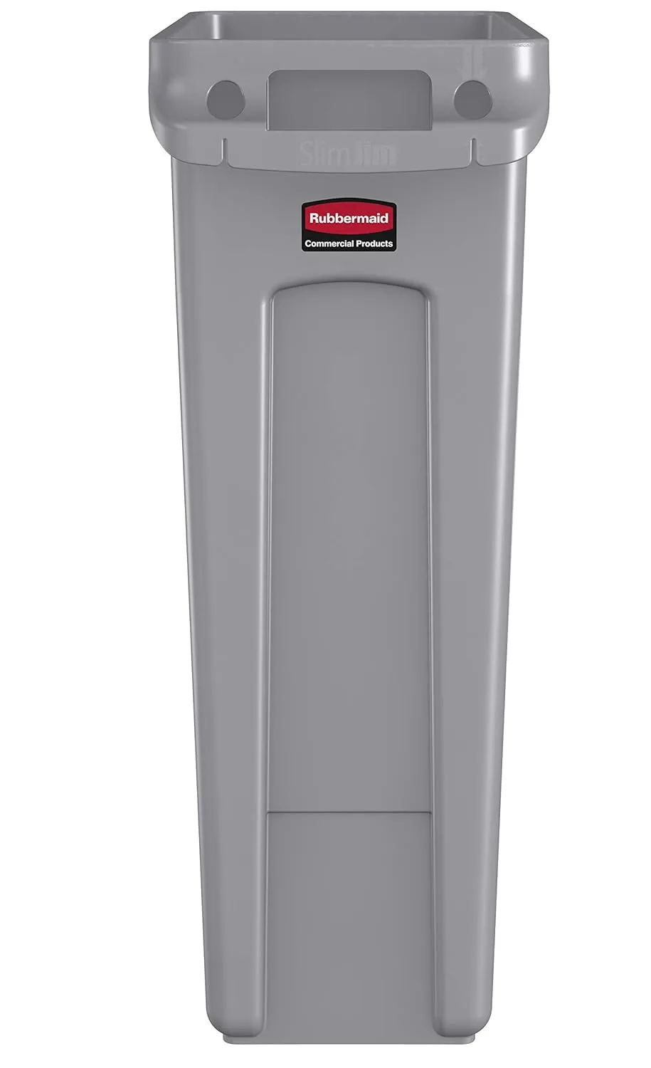 Rubbermaid Commercial Products Slim Jim Plastic Rectangular Trash/Garbage Can with Venting Channels, 23 Gallon, Gray