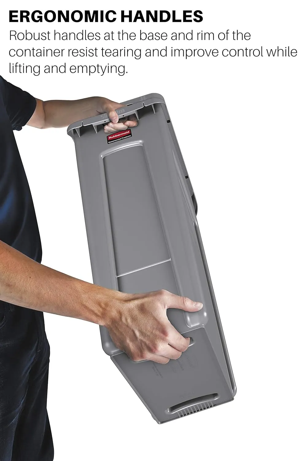 Rubbermaid Commercial Products Slim Jim Plastic Rectangular Trash/Garbage Can with Venting Channels, 23 Gallon, Gray