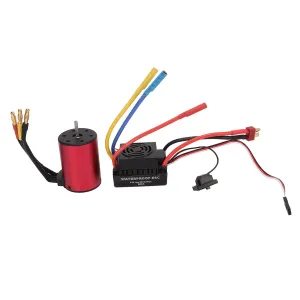 S3650 4300KV Waterproof Brushless Motor with 60A Brushless Motor ESC T Plug Male for 1/10 RC Car Upgrade Parts High Performance Waterproof Design Suitable for All