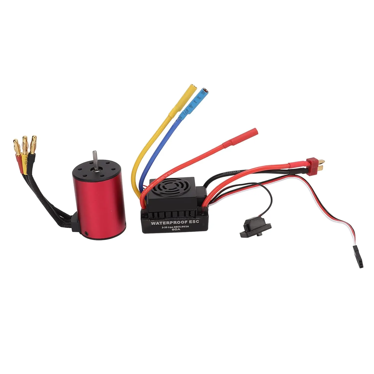 S3650 4300KV Waterproof Brushless Motor with 60A Brushless Motor ESC T Plug Male for 1/10 RC Car Upgrade Parts High Performance Waterproof Design Suitable for All