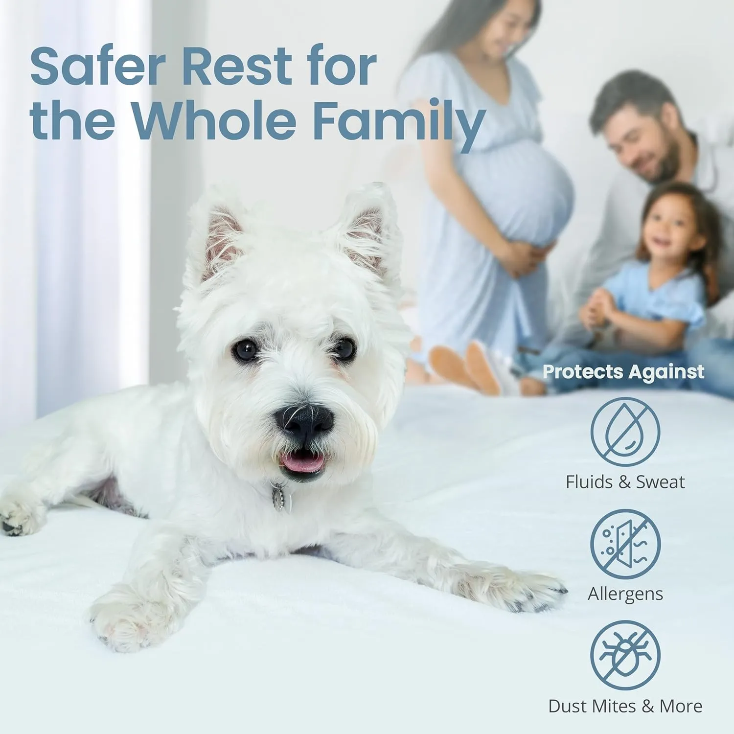SafeRest Zippered Mattress Protector - Premium 12-15 Inch Waterproof Mattress Cover for Bed - Breathable & Noiseless Washable Mattress Encasement - Queen