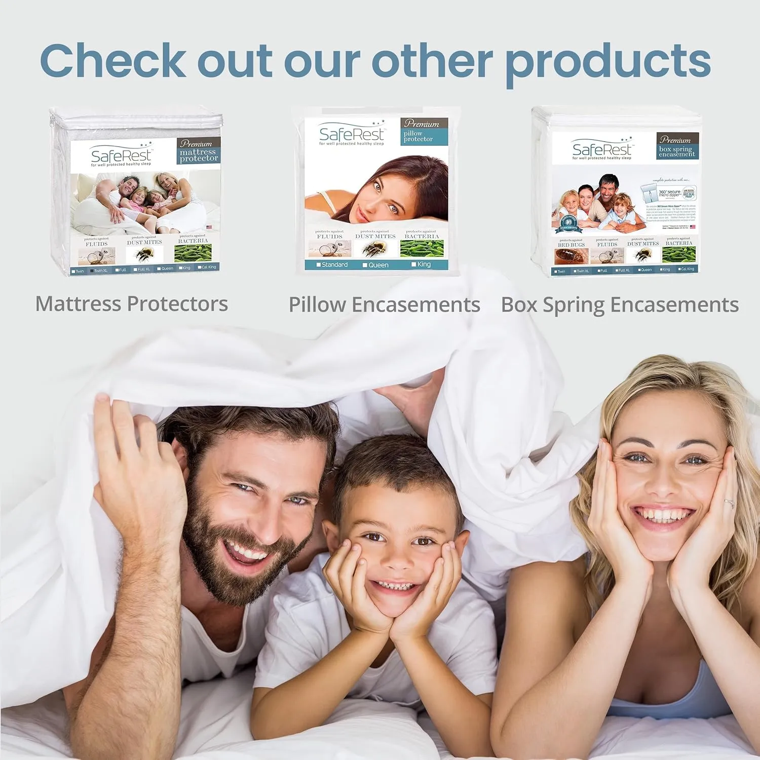 SafeRest Zippered Mattress Protector - Premium 12-15 Inch Waterproof Mattress Cover for Bed - Breathable & Noiseless Washable Mattress Encasement - Queen