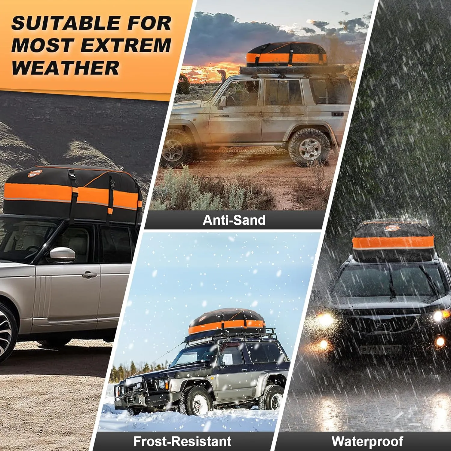 Sailnovo Car Rooftop Cargo Carrier Roof Bag, 20 Cubic Feet Waterproof Car Rooftop Cargo Carrier Bag Fit Car with Without Roof Rack - Car Top Carrier with Tie-Down Strap, Safety Hook