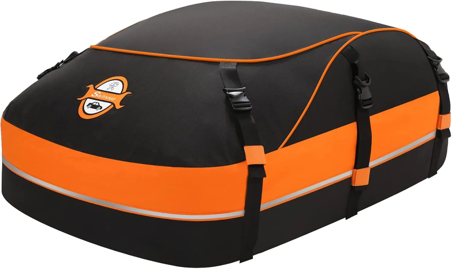 Sailnovo Car Rooftop Cargo Carrier Roof Bag, 20 Cubic Feet Waterproof Car Rooftop Cargo Carrier Bag Fit Car with Without Roof Rack - Car Top Carrier with Tie-Down Strap, Safety Hook