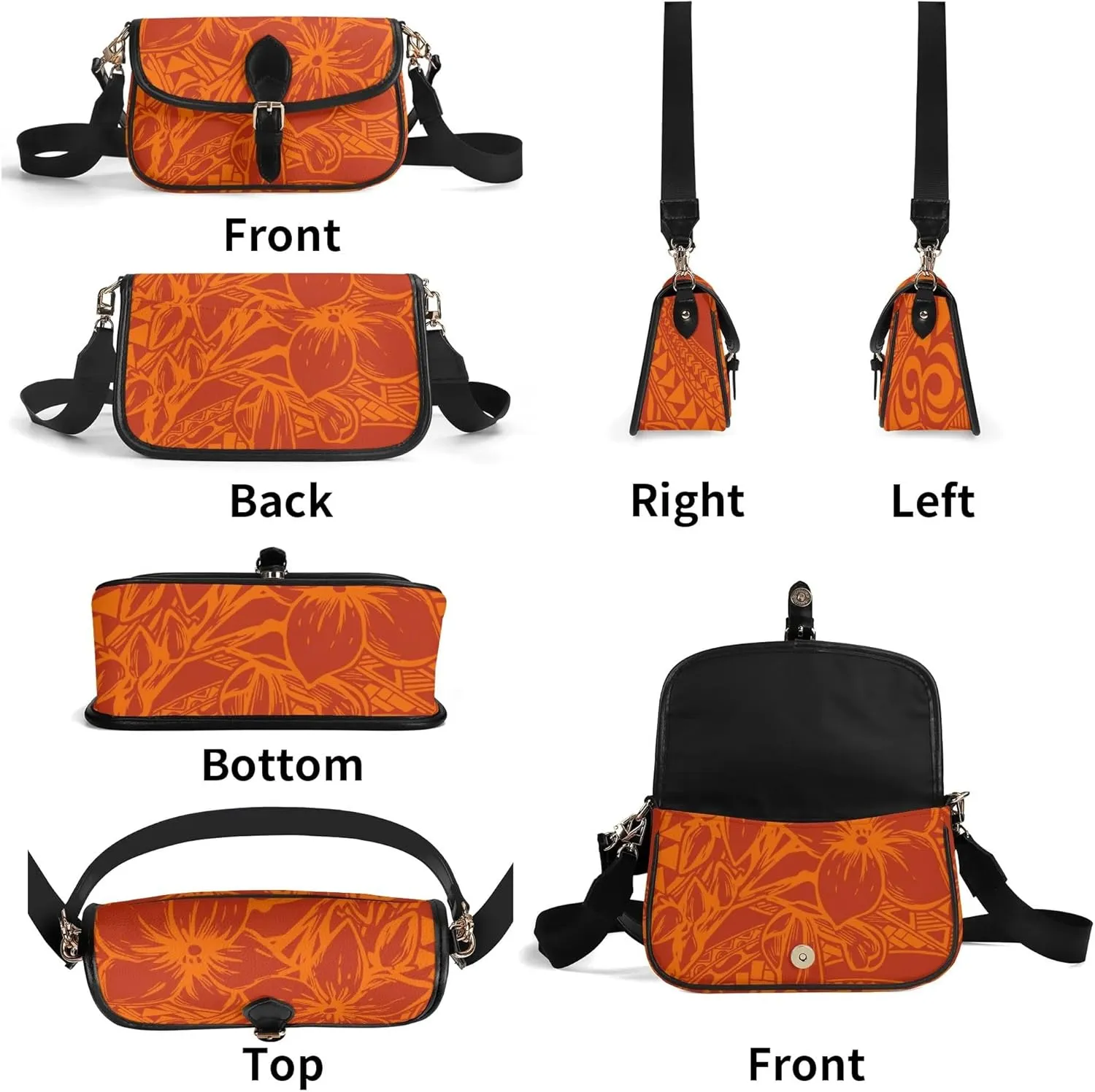 Samoa Hawaiian Tribal Design Floral Print Custom Crossbody Bag Polynesian Custom Women'S Crossbody Small Square Bag