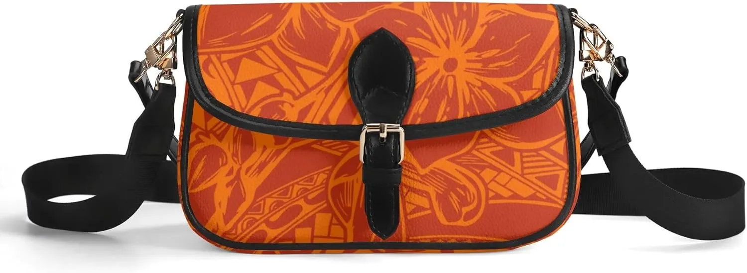 Samoa Hawaiian Tribal Design Floral Print Custom Crossbody Bag Polynesian Custom Women'S Crossbody Small Square Bag