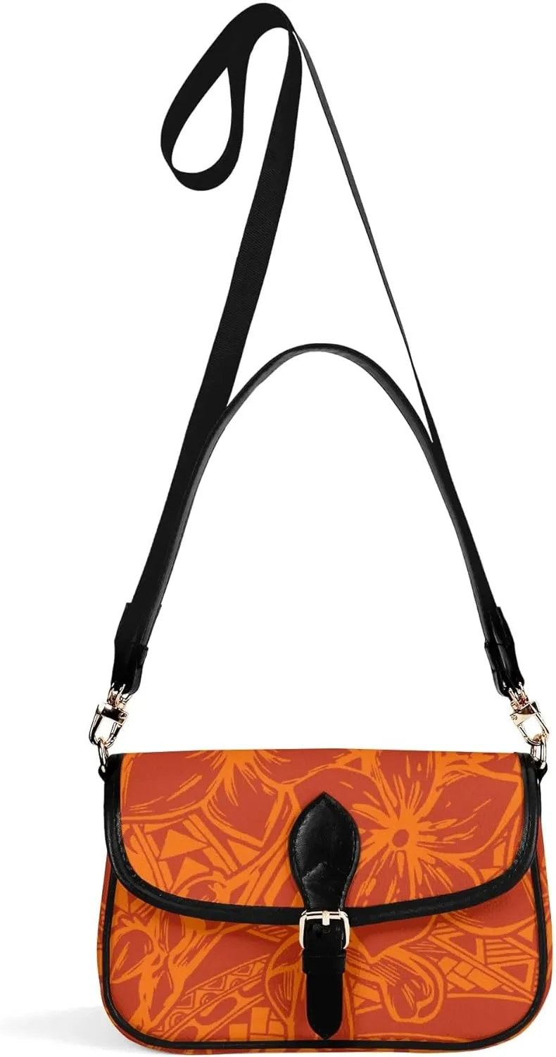 Samoa Hawaiian Tribal Design Floral Print Custom Crossbody Bag Polynesian Custom Women'S Crossbody Small Square Bag