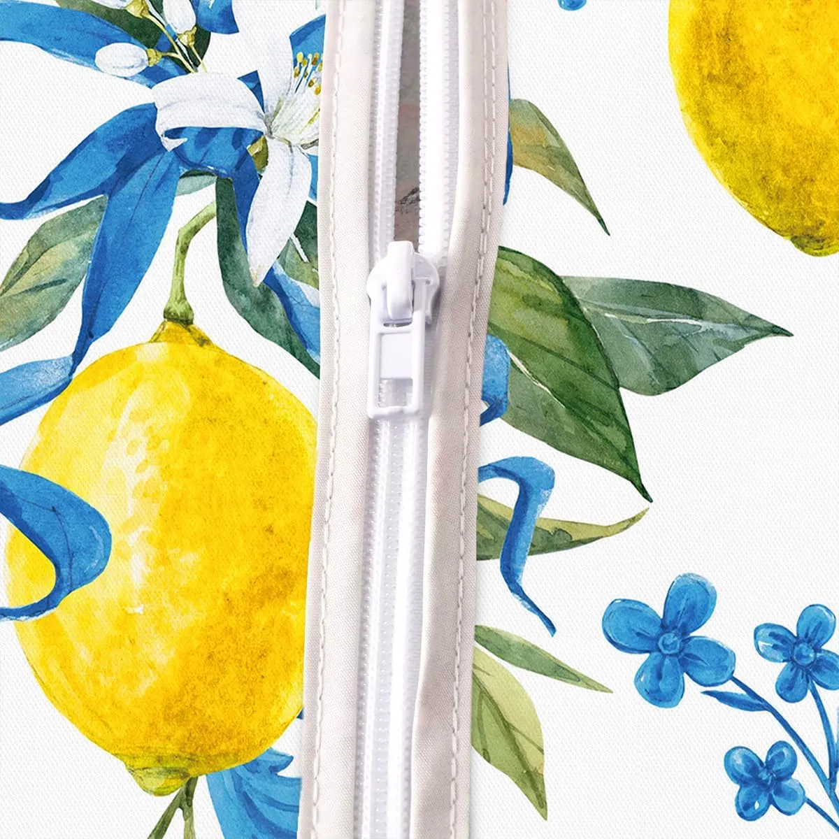 SASTYBALE Lemon Outdoor Tablecloth with Umbrella Hole and Zipper Rectangle 60x102 Inch Stain Resistant Lemons Zippered Table Cloth, Vintage Table Cover for Summer/Picnic/Patio/Banquet/Camping, Blue
