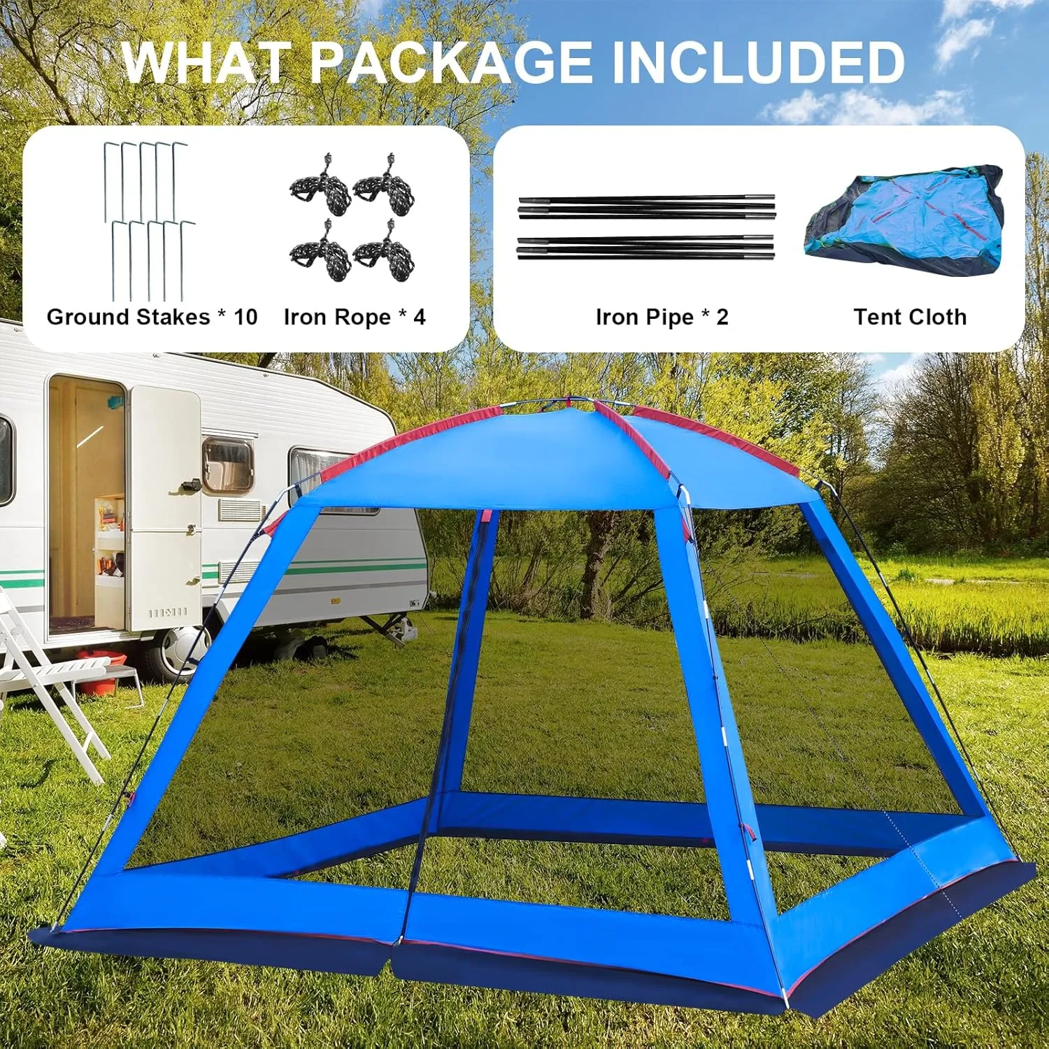 Screened Camping Tent Weatherproof Camping Canopy Camping Tent Screen Shelter Gazebos for Patios Outdoor Activities