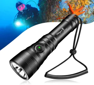 SD1500 Dive Light 1500 Lumens Rechargeable Scuba Diving Flashlight 3 Modes Waterproof Submersible Torch Underwater Diving Safety Lights with Power Indicator for Night Diving