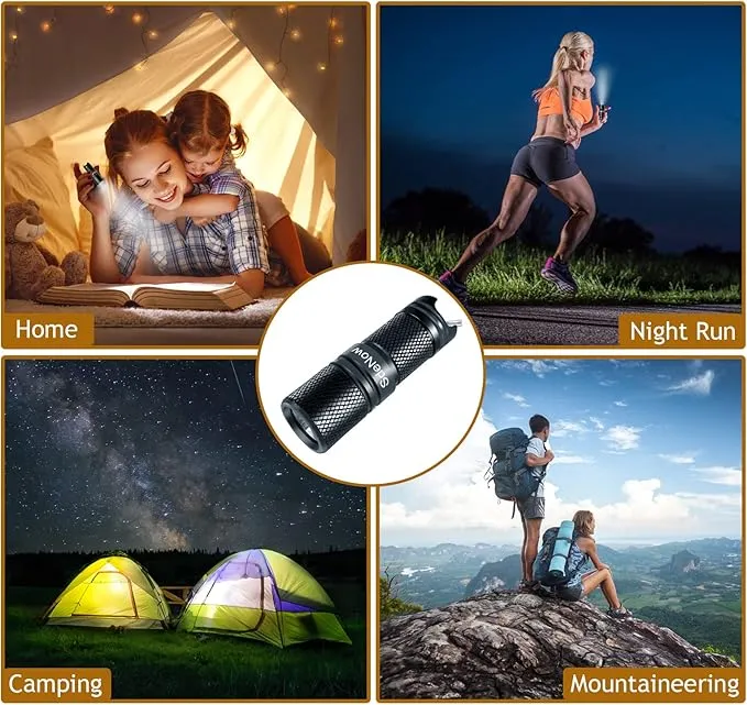 SdeNow Mini Flashlight Keychain with Micro USB Rechargeable Tiny Flashlight Brightness can Achieve up to 200 lumens for EDC Torch