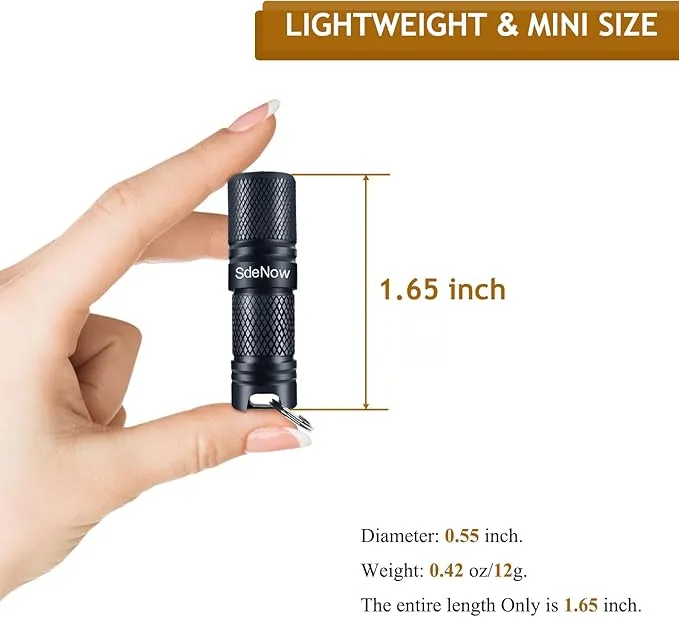 SdeNow Mini Flashlight Keychain with Micro USB Rechargeable Tiny Flashlight Brightness can Achieve up to 200 lumens for EDC Torch