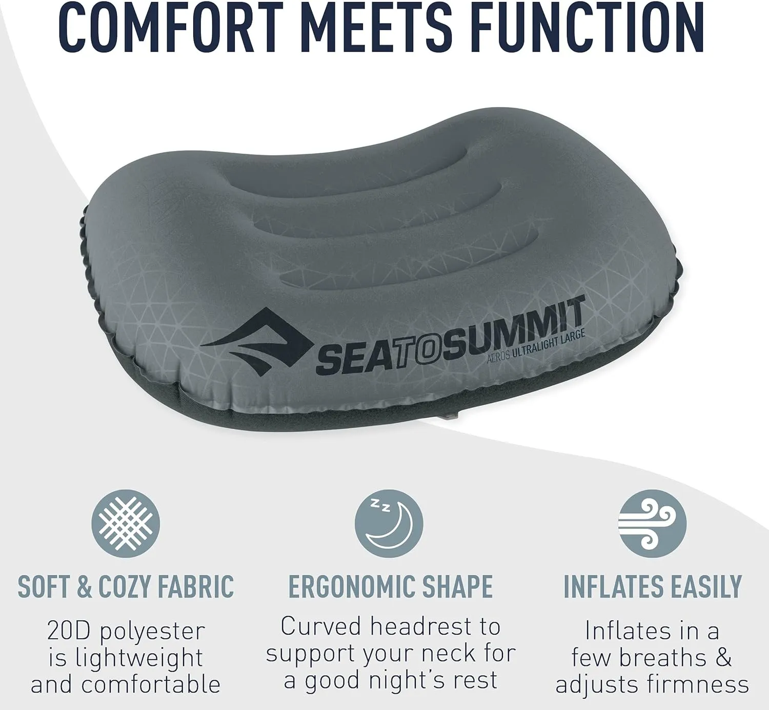 Sea to Summit Aeros Ultralight Inflatable Camping and Travel Pillow, Deluxe (22 x 14), Sea Foam