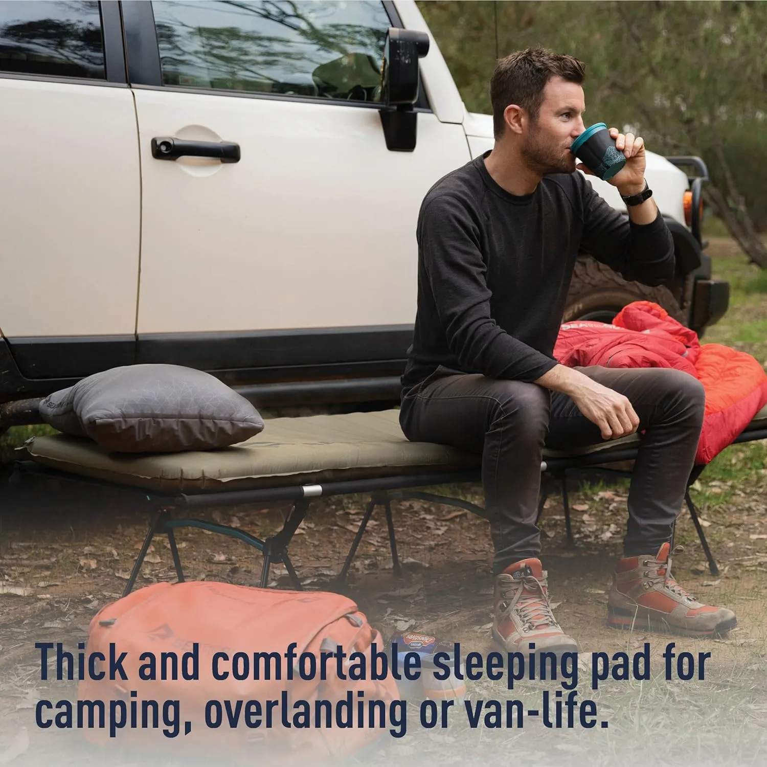 Sea to Summit Camp Plus Self-Inflating Foam Sleeping Mat for Camping, Rectangular - Large (79 x 25 x 3 inches)