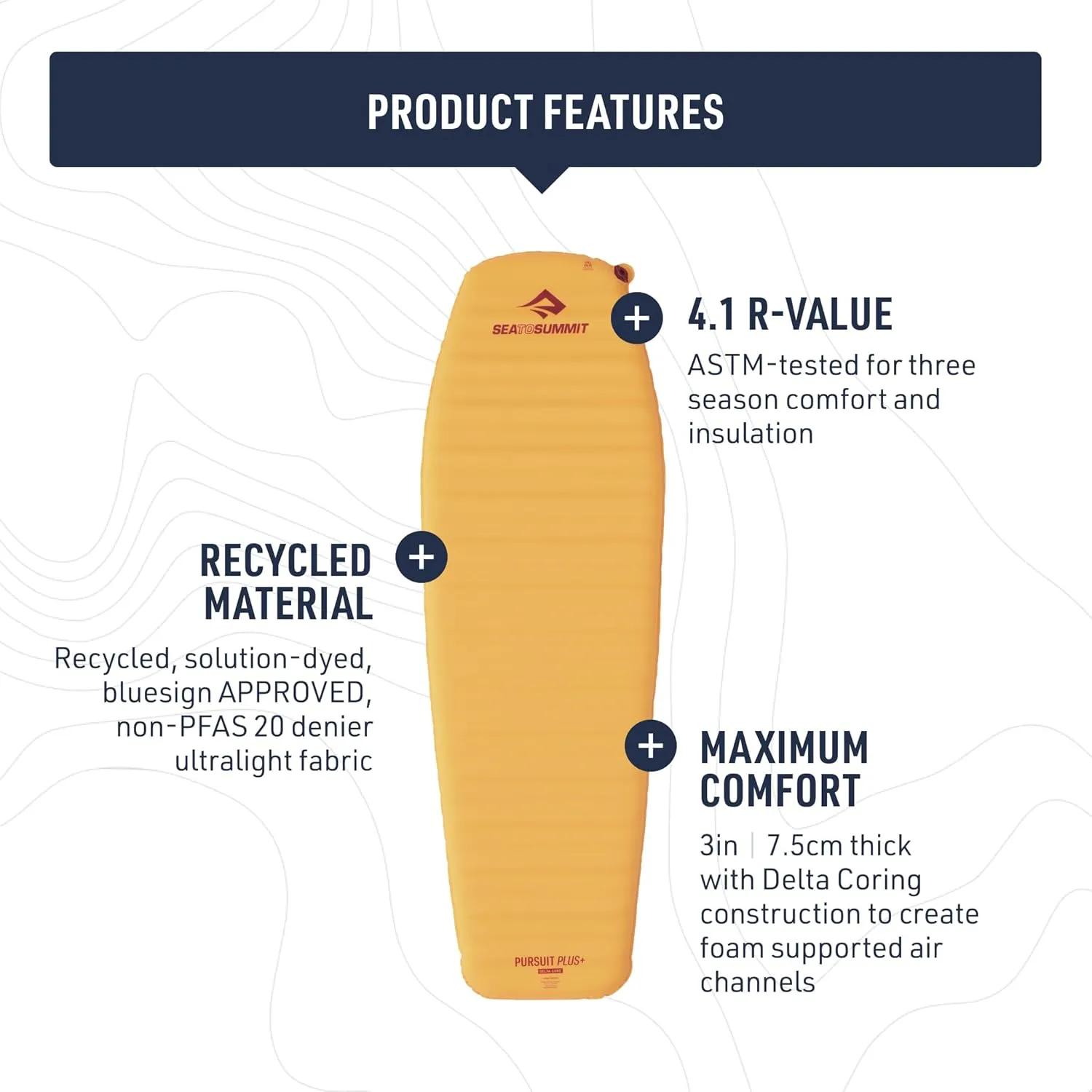 Sea to Summit Pursuit Plus SI Sleeping Mat, Tapered - Regular (72 x 22 x 3 inches)