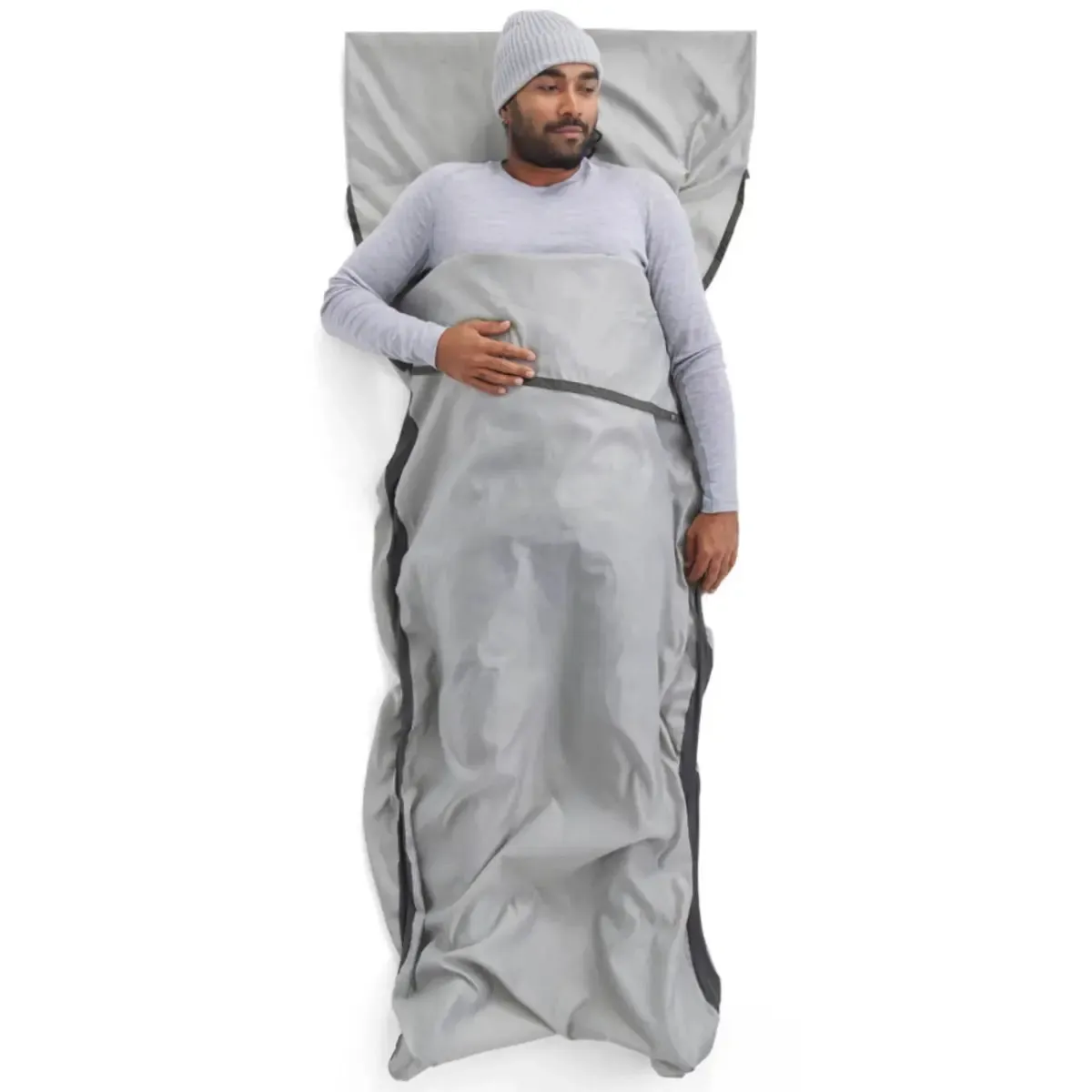 Sea To Summit Silk Blend Sleeping Bag Liner - Rectangular with Pillow Sleeve - Grey