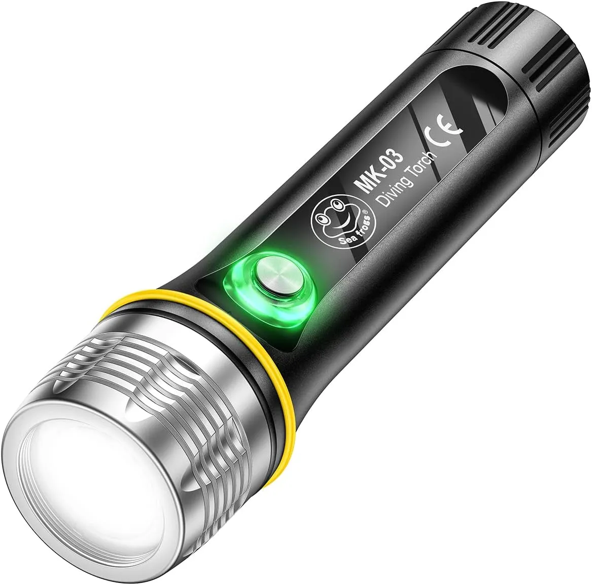 Seafrogs Diving Flashlight,IPX8 Waterproof Underwater Torch, 100 m Underwater Waterproof Submarine Light Fishing Handheld Torch for Outdoor Sports at NightUnder Water Deep Sea Cave (Without Battery)