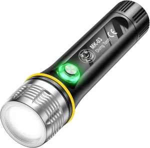 Seafrogs Diving Flashlight,IPX8 Waterproof Underwater Torch, 100 m Underwater Waterproof Submarine Light Fishing Handheld Torch for Outdoor Sports at NightUnder Water Deep Sea Cave (Without Battery)